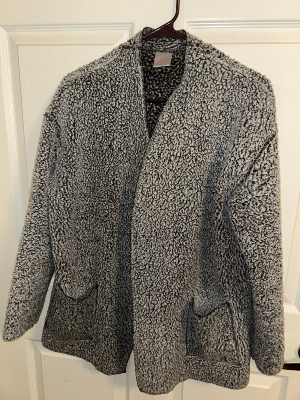 Secret Treasures Women's Gray Teddy Open-Front Coat
